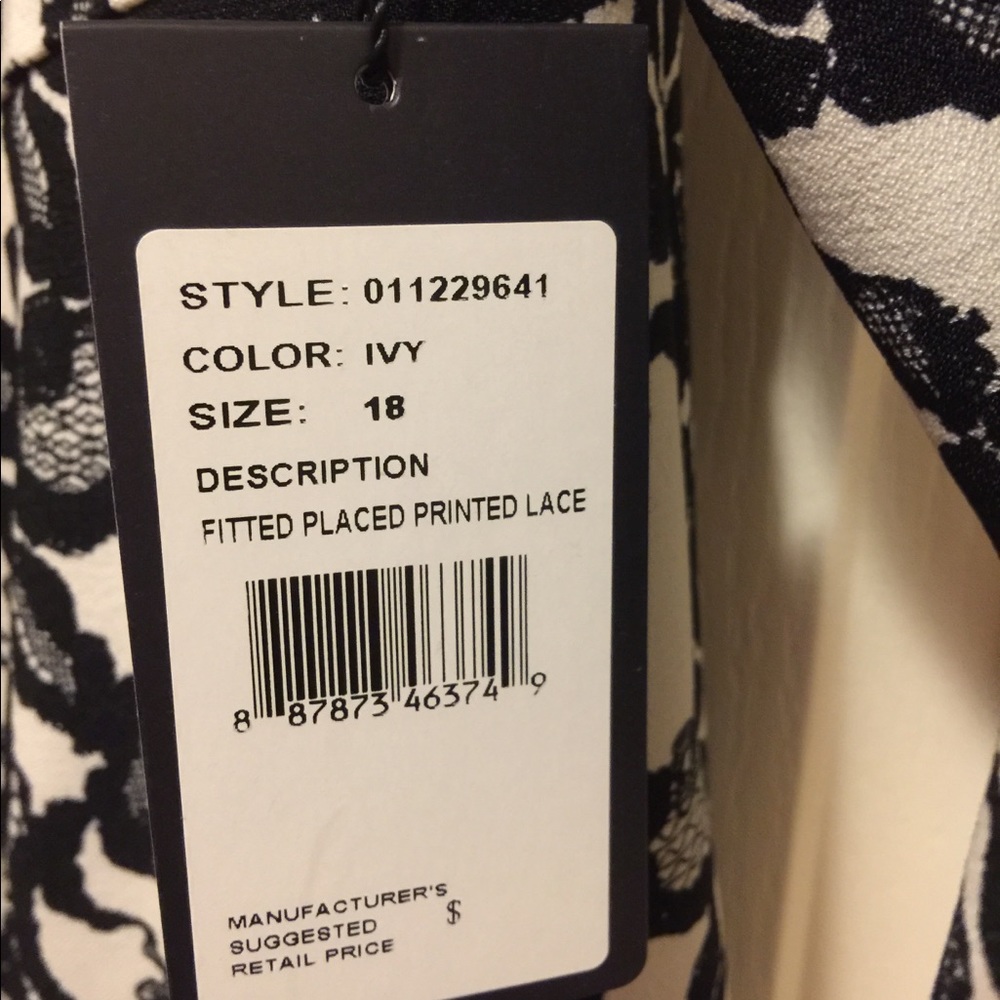 Adrianna Papell Ivory Dress w/ Printed Lace Detail - Picture 4 of 5